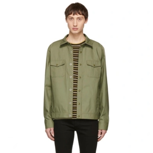 ⭐️ FRAME Two Pocket Cotton Poplin Army Jacket in Deep Army Size Medium - Picture 3 of 9